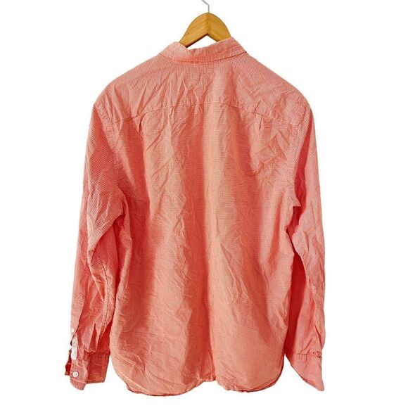 J.Crew Orange Micro Check Gingham Long Sleeve Cotton Button Down Dress Shirt - Picture 2 of 7